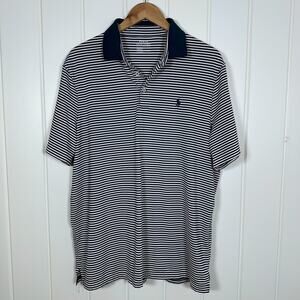 Polo Ralph Lauren Performance Polo Shirt Men's Large Navy White Stripe Golf